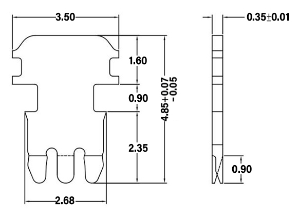 Three prongs pin for solid and stranded wire