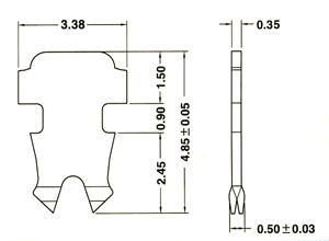 Two prongs pin for solid and stranded wire