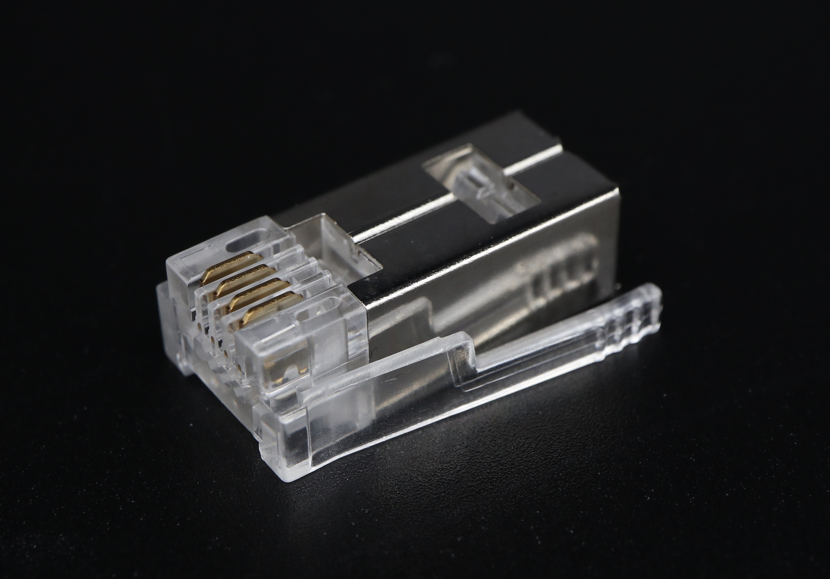 P4-011 RJ9 Modular Plug 4P4C-F  Shielded - 2 latches